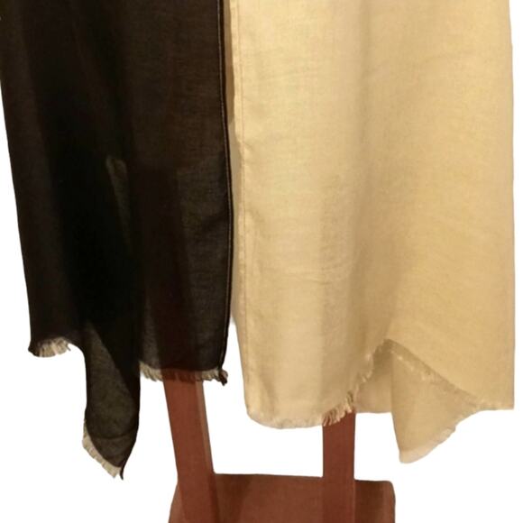Scarf Shoulder Wrap LARGE 80 x27 Neutral Color Block Pattern EARTH Tones Fancy - Picture 7 of 12